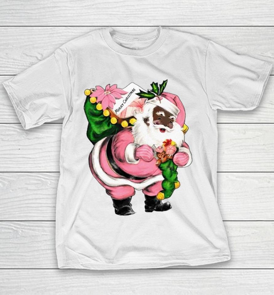 Santa Claus Wear Pink Merry Christmas Youth T-Shirt