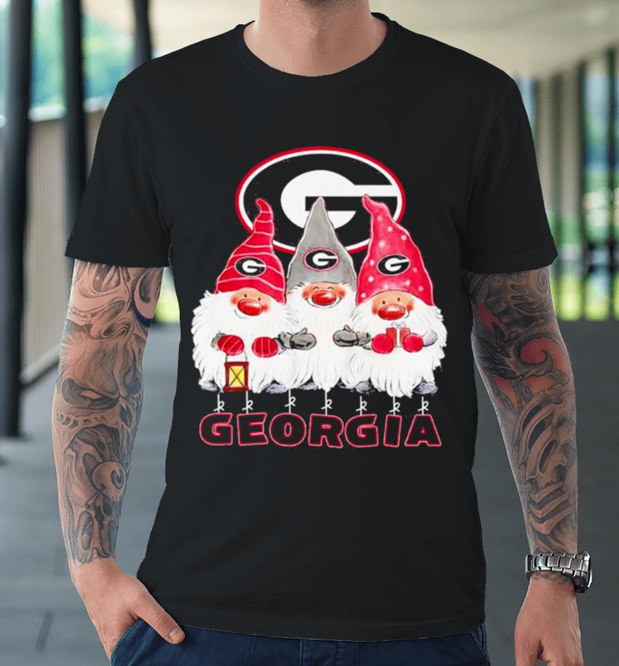 Santa Gnome Georgia Bulldogs Logo Merry Christmas Premium T-Shirt