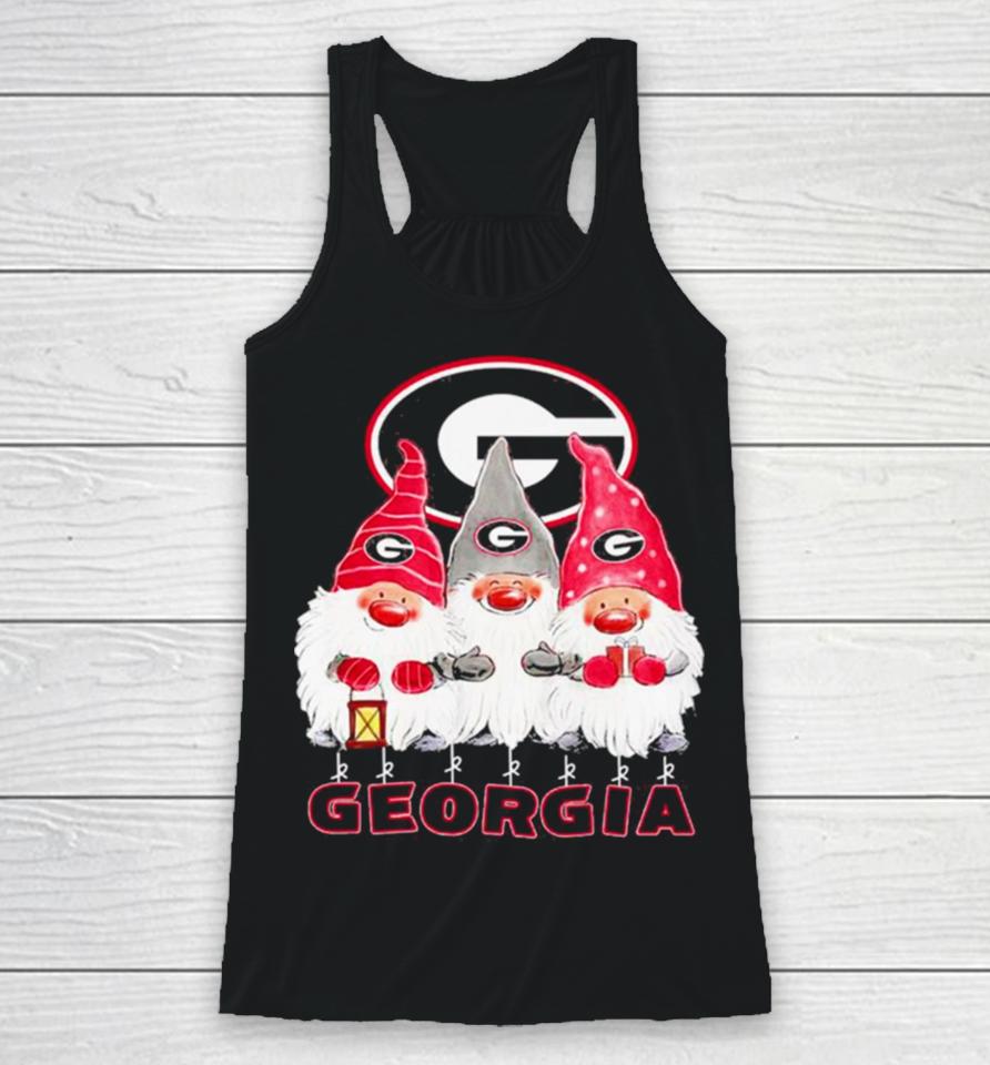 Santa Gnome Georgia Bulldogs Logo Merry Christmas Racerback Tank