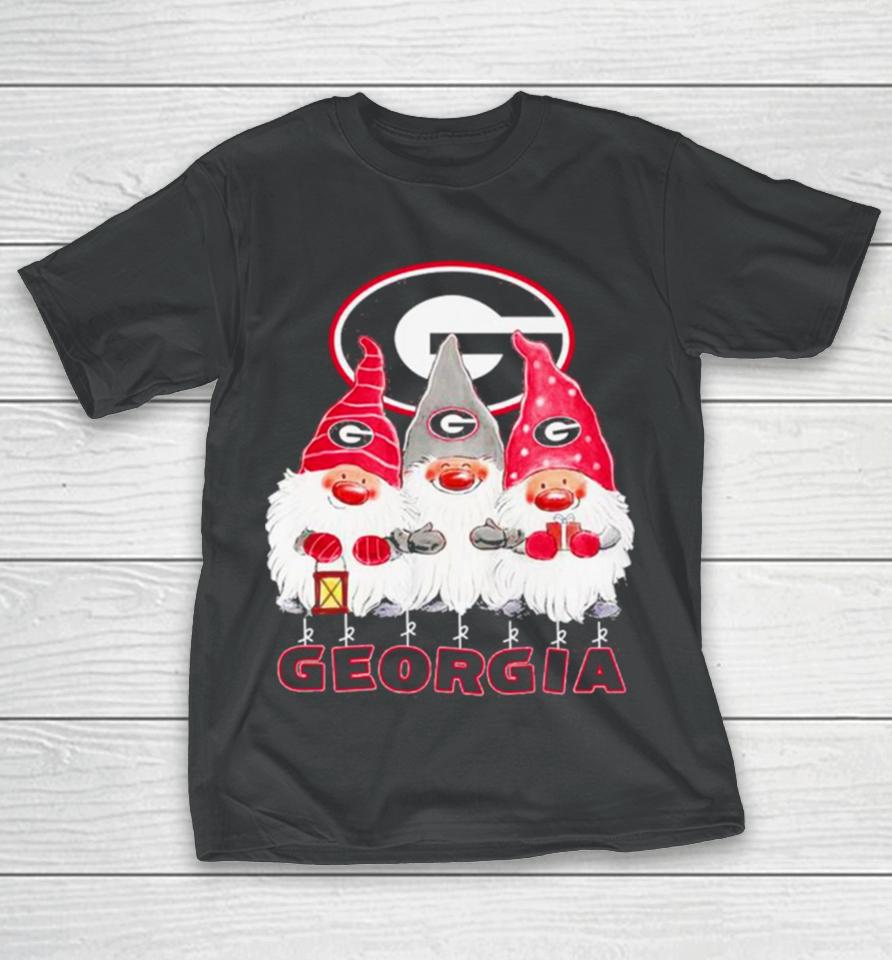 Santa Gnome Georgia Bulldogs Logo Merry Christmas T-Shirt