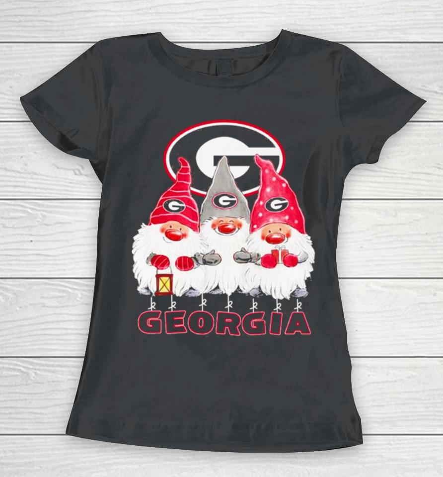 Santa Gnome Georgia Bulldogs Logo Merry Christmas Women T-Shirt