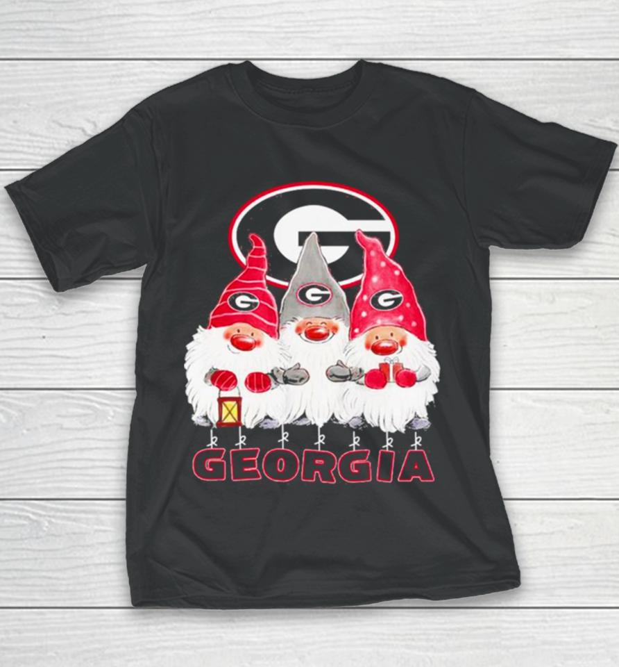 Santa Gnome Georgia Bulldogs Logo Merry Christmas Youth T-Shirt