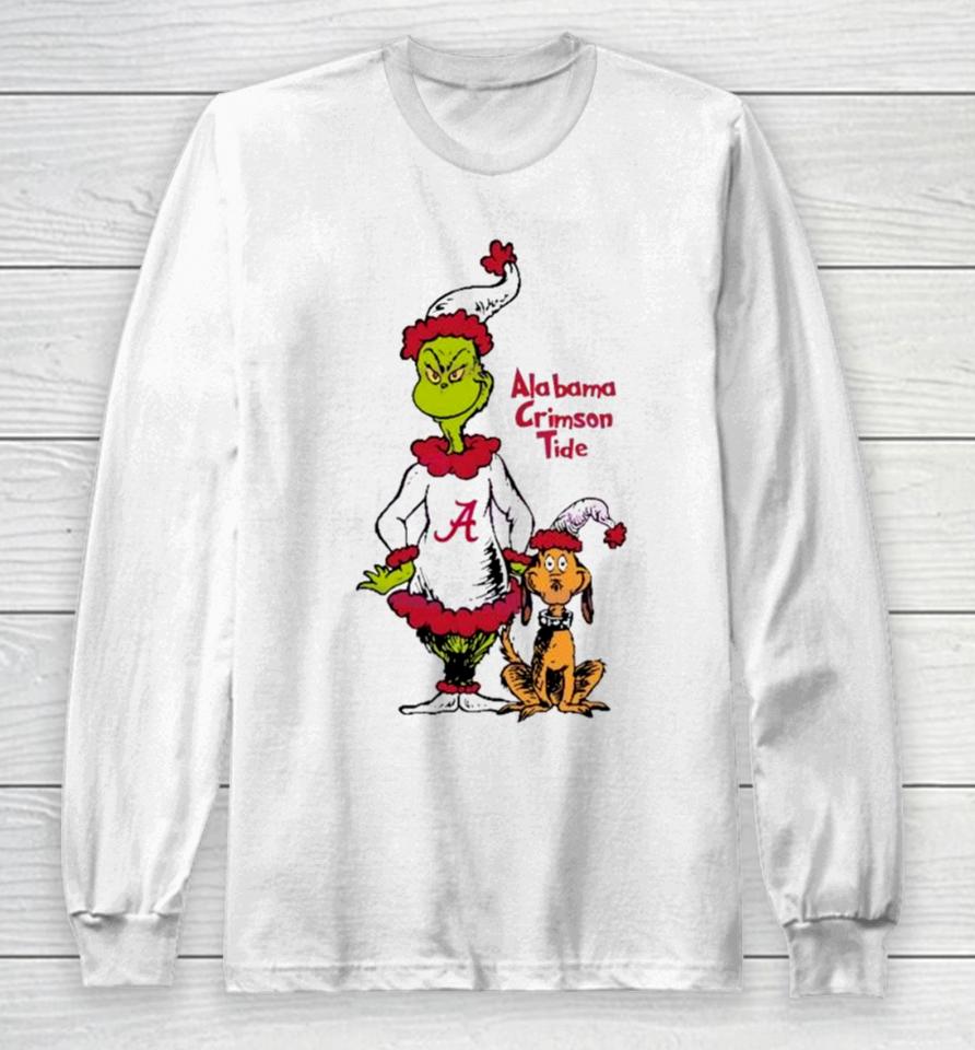 Santa Grinch And Max Alabama Crimson Tide Christmas Long Sleeve T-Shirt