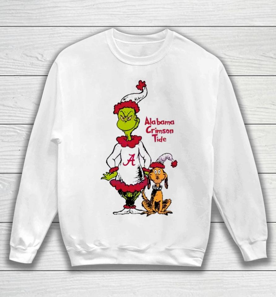 Santa Grinch And Max Alabama Crimson Tide Christmas Sweatshirt