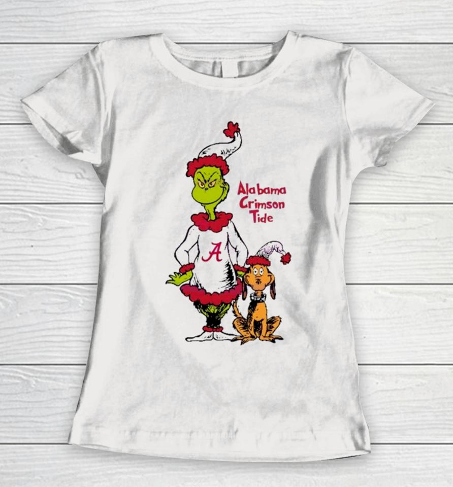 Santa Grinch And Max Alabama Crimson Tide Christmas Women T-Shirt