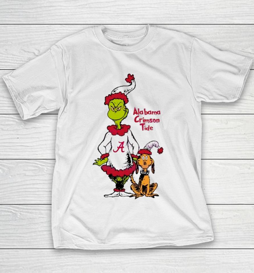 Santa Grinch And Max Alabama Crimson Tide Christmas Youth T-Shirt