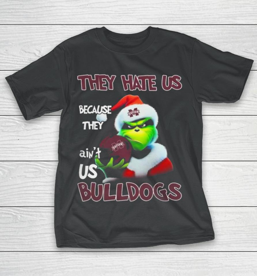 Santa Grinch Christmas They Hate Us Because Ain’t Us Mississippi State Bulldogs Helmet T-Shirt