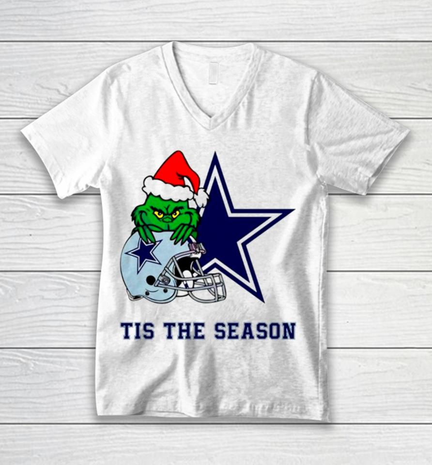 Santa Grinch Cowboys Tis The Season Unisex V-Neck T-Shirt