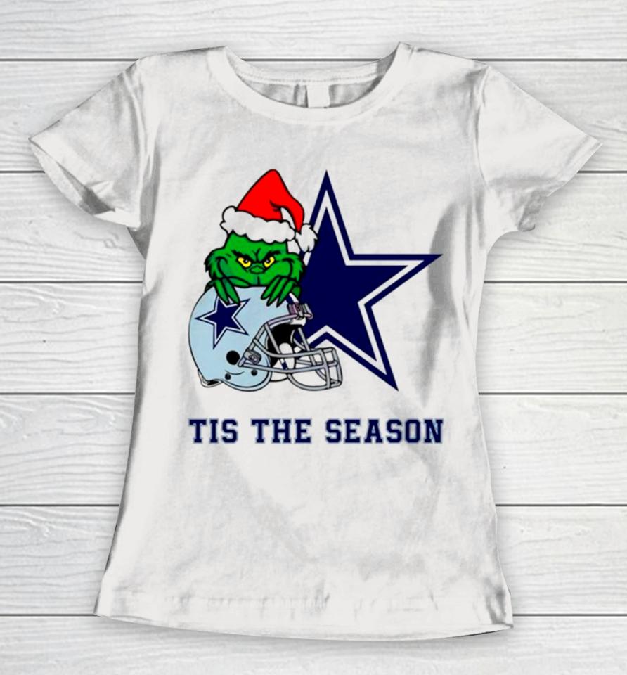 Santa Grinch Cowboys Tis The Season Women T-Shirt