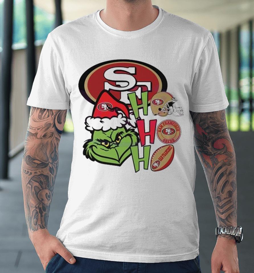 Santa Grinch Head Ho Ho Ho San Francisco 49Ers Logo Premium T-Shirt