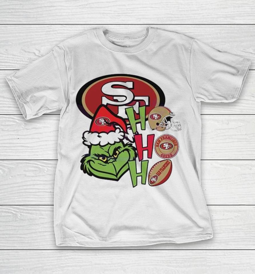 Santa Grinch Head Ho Ho Ho San Francisco 49Ers Logo T-Shirt