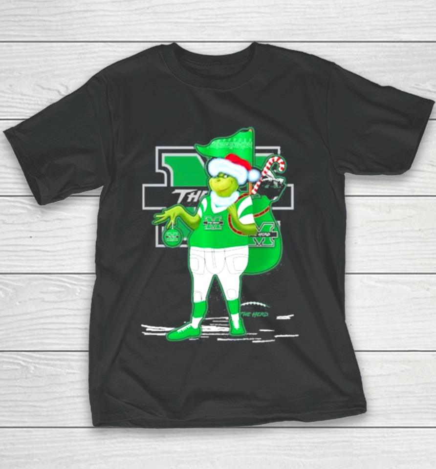 Santa Grinch Marshall Thundering Herd Gift Christma Youth T-Shirt