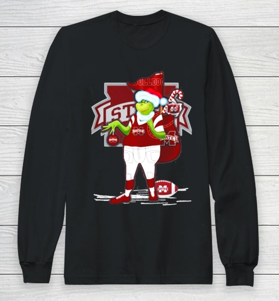 Santa Grinch Mississippi State Bulldogs Gift Christmas Long Sleeve T-Shirt