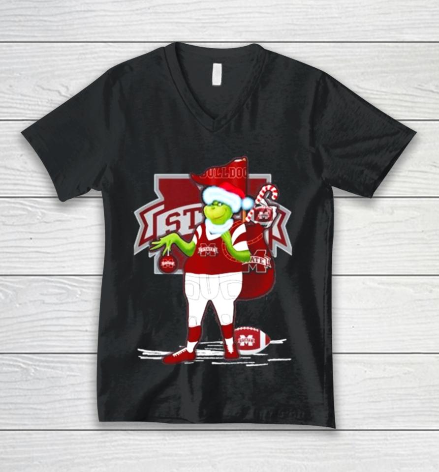Santa Grinch Mississippi State Bulldogs Gift Christmas Unisex V-Neck T-Shirt