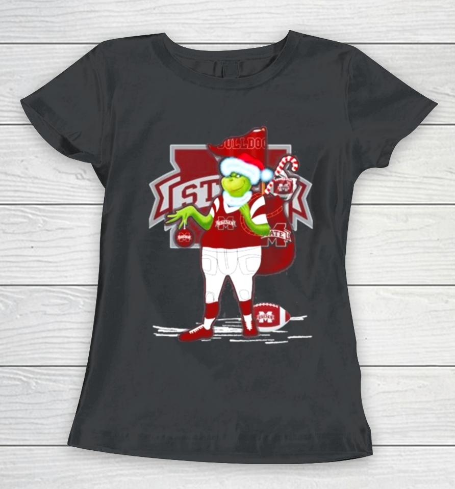 Santa Grinch Mississippi State Bulldogs Gift Christmas Women T-Shirt