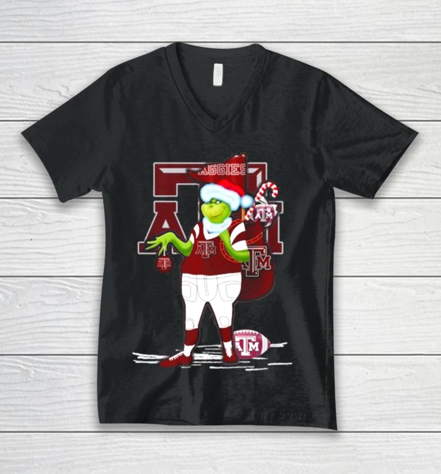Santa Grinch Texas A&Amp;M Aggies Gift Christmas Unisex V-Neck T-Shirt