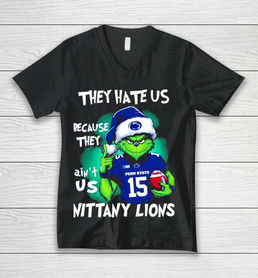 Santa Grinch They Hate Us Because They Ain’t Us Penn State Nittany Lions Football Christmas Unisex V-Neck T-Shirt
