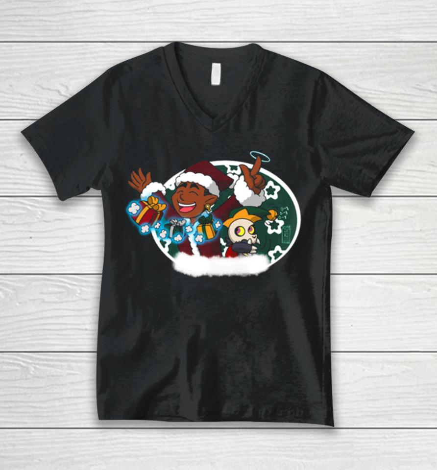 Santa Gus And Elf King Christmas Unisex V-Neck T-Shirt