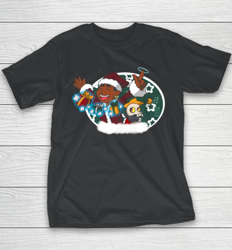 Santa Gus And Elf King Christmas Youth T-Shirt