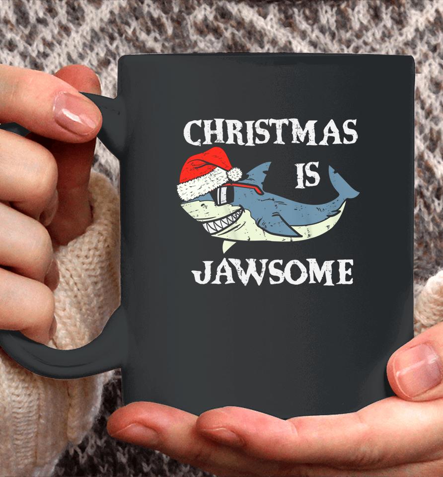 Santa Hat Shark Christmas Is Jawsome Xmas Lights Coffee Mug