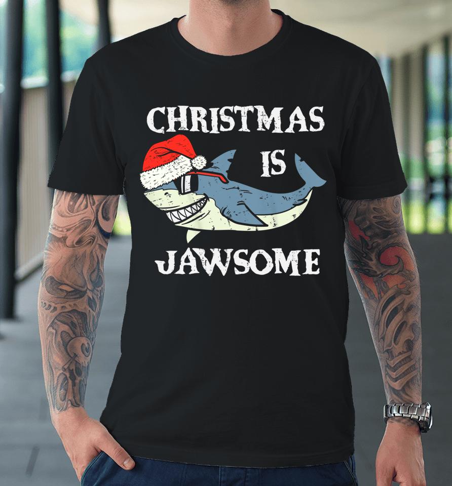 Santa Hat Shark Christmas Is Jawsome Xmas Lights Premium T-Shirt