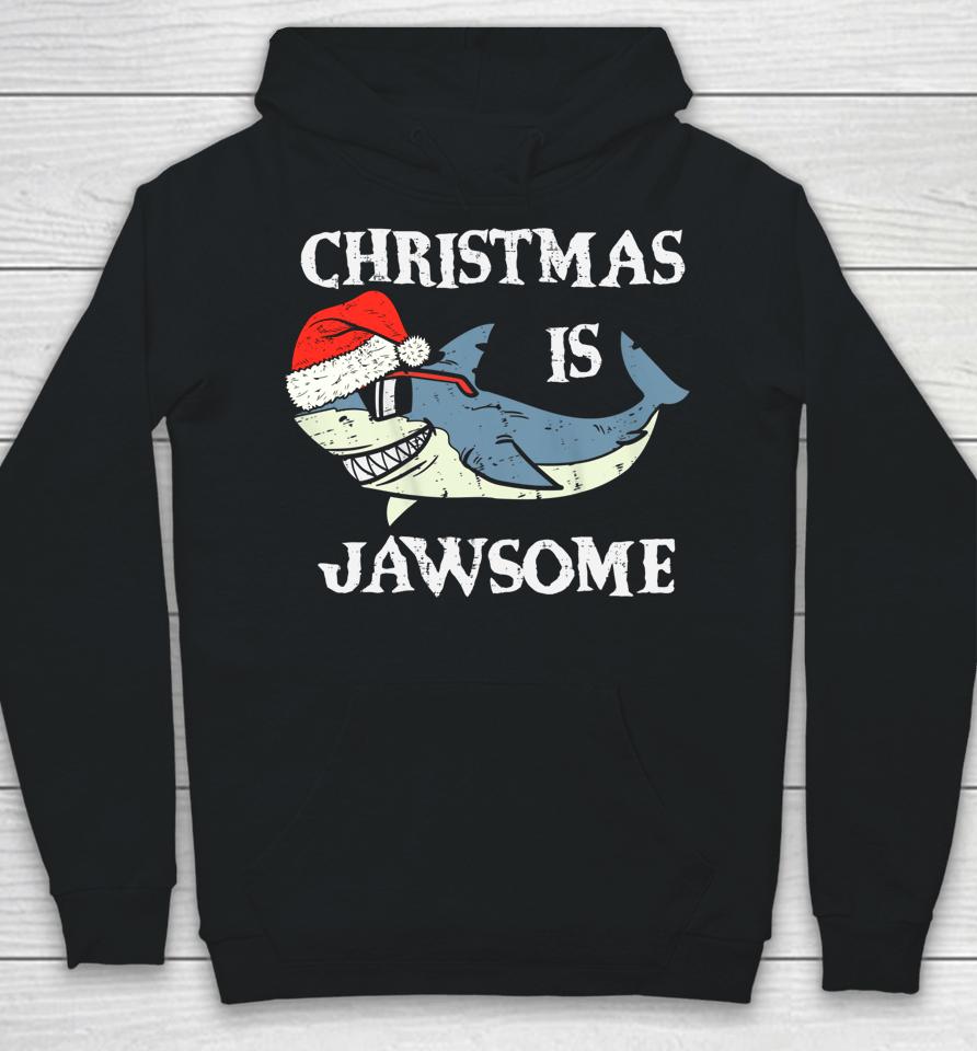 Santa Hat Shark Christmas Is Jawsome Xmas Lights Hoodie