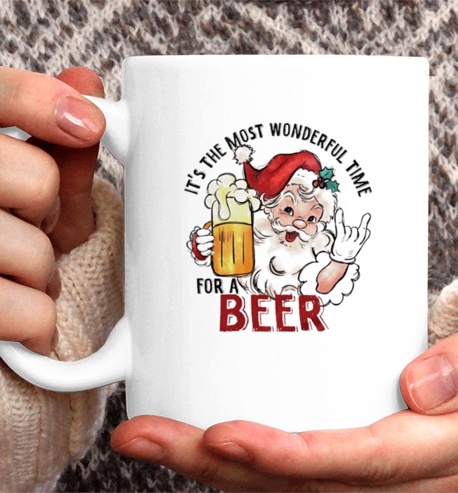 Santa It’s The Most Wonderful Time For A Beer Funny Christmas Coffee Mug