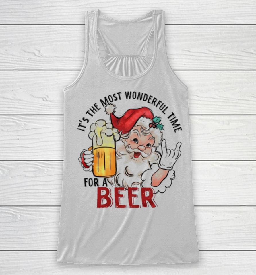Santa It’s The Most Wonderful Time For A Beer Funny Christmas Racerback Tank