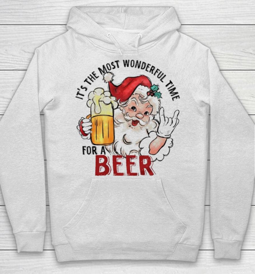 Santa It’s The Most Wonderful Time For A Beer Funny Christmas Hoodie