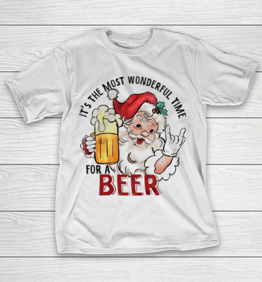 Santa It’s The Most Wonderful Time For A Beer Funny Christmas T-Shirt