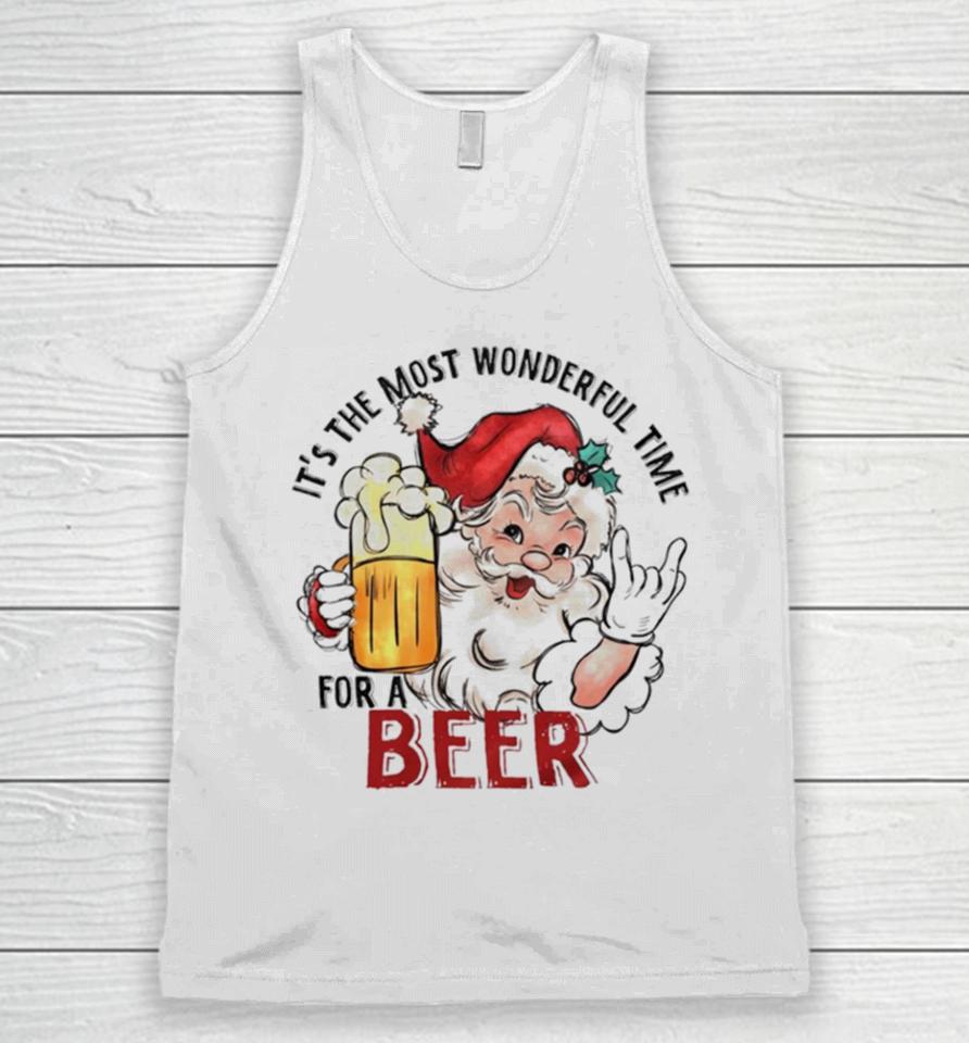 Santa It’s The Most Wonderful Time For A Beer Funny Christmas Unisex Tank Top