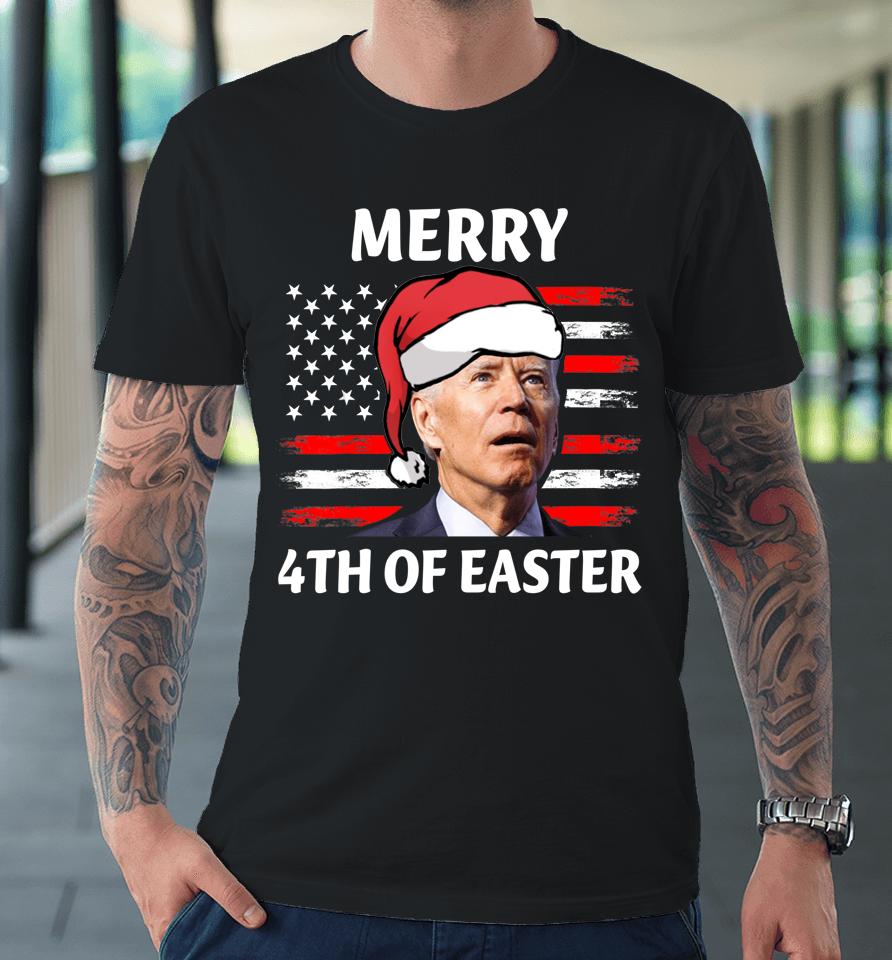 Santa Joe Biden Confused Happy Easter Christmas America Flag Premium T-Shirt