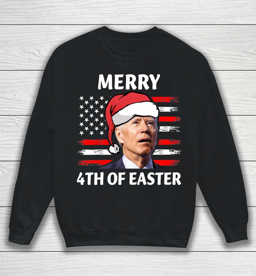 Santa Joe Biden Confused Happy Easter Christmas America Flag Sweatshirt