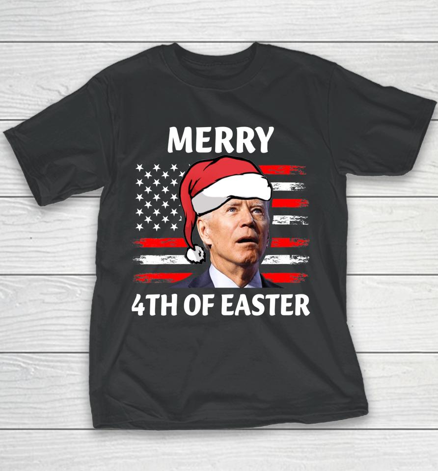 Santa Joe Biden Confused Happy Easter Christmas America Flag Youth T-Shirt