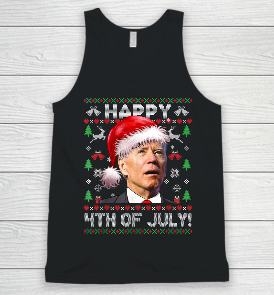 Santa Joe Biden Happy 4Th Of July Ugly Christmas Sweater Unisex Tank Top