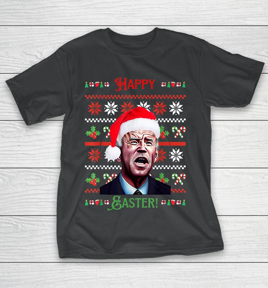 Santa Joe Biden Happy Easter Ugly Christmas T-Shirt