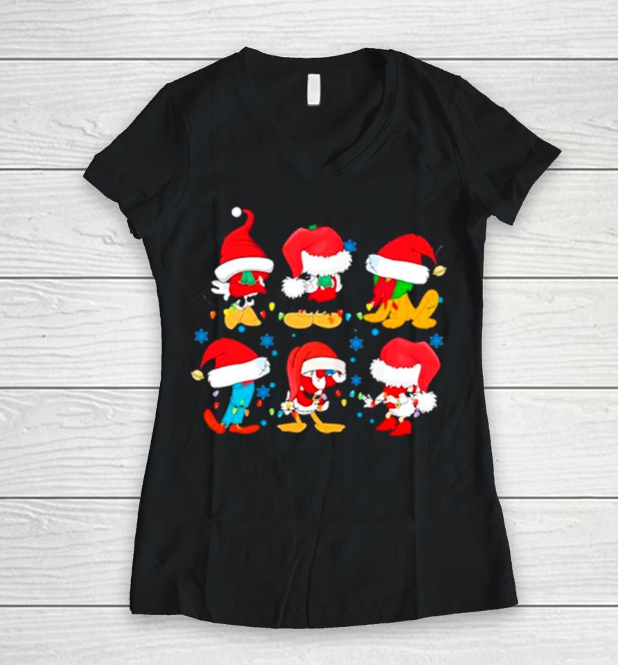 Santa Mouse And Friends Christmas Women V-Neck T-Shirt