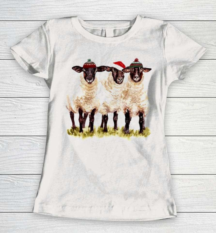 Santa Sheep Merry Christmas Women T-Shirt