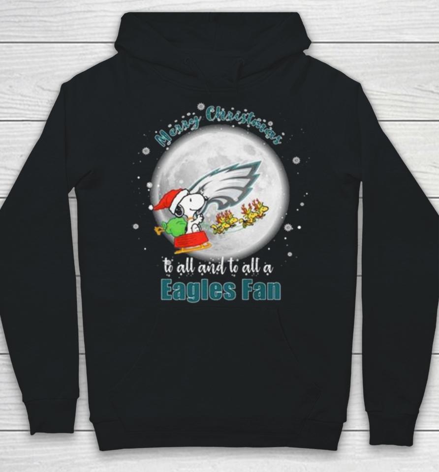 Santa Snoopy And Reindeer Woodstock Merry Christmas To All And To All A Philadelphia Eagles Fan Hoodie