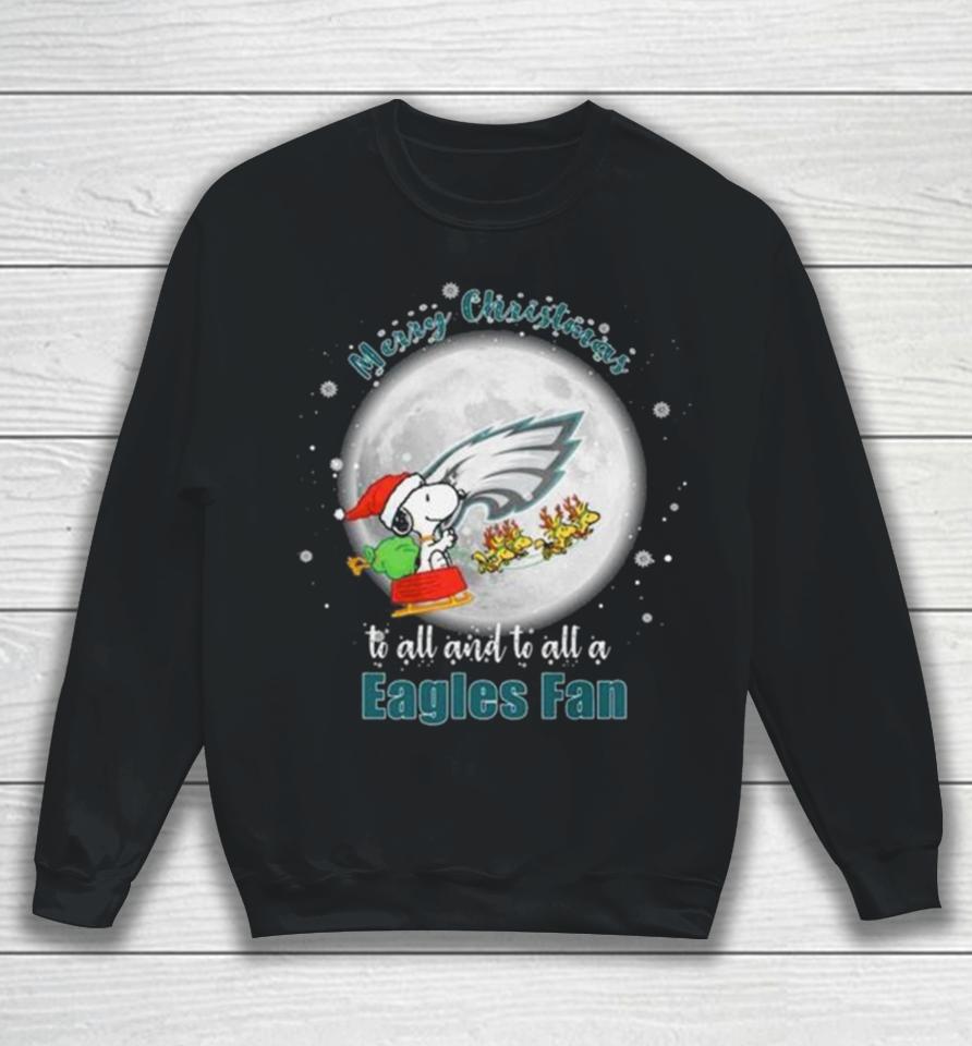 Santa Snoopy And Reindeer Woodstock Merry Christmas To All And To All A Philadelphia Eagles Fan Sweatshirt