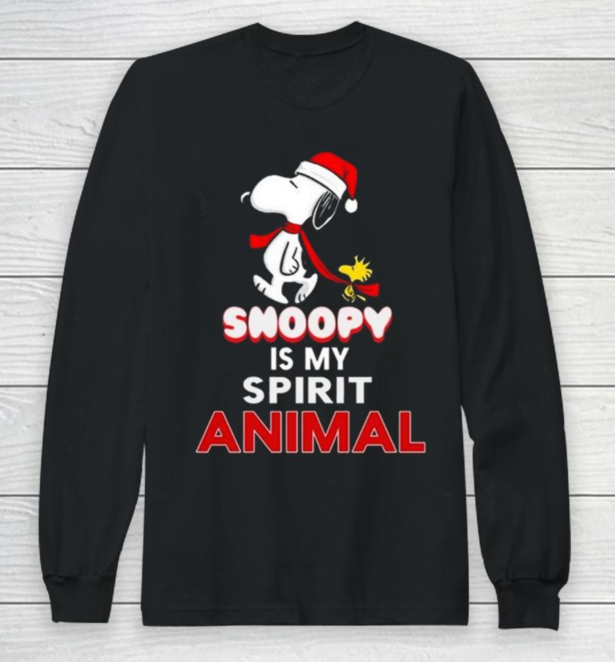Santa Snoopy And Woodstock Is My Spirit Animal Christmas 2023 Long Sleeve T-Shirt