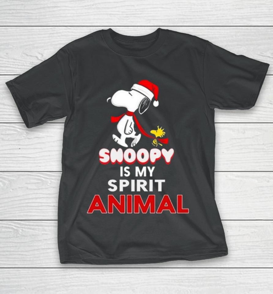Santa Snoopy And Woodstock Is My Spirit Animal Christmas 2023 T-Shirt