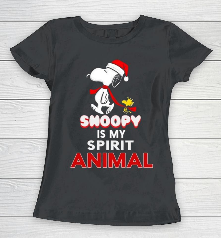 Santa Snoopy And Woodstock Is My Spirit Animal Christmas 2023 Women T-Shirt