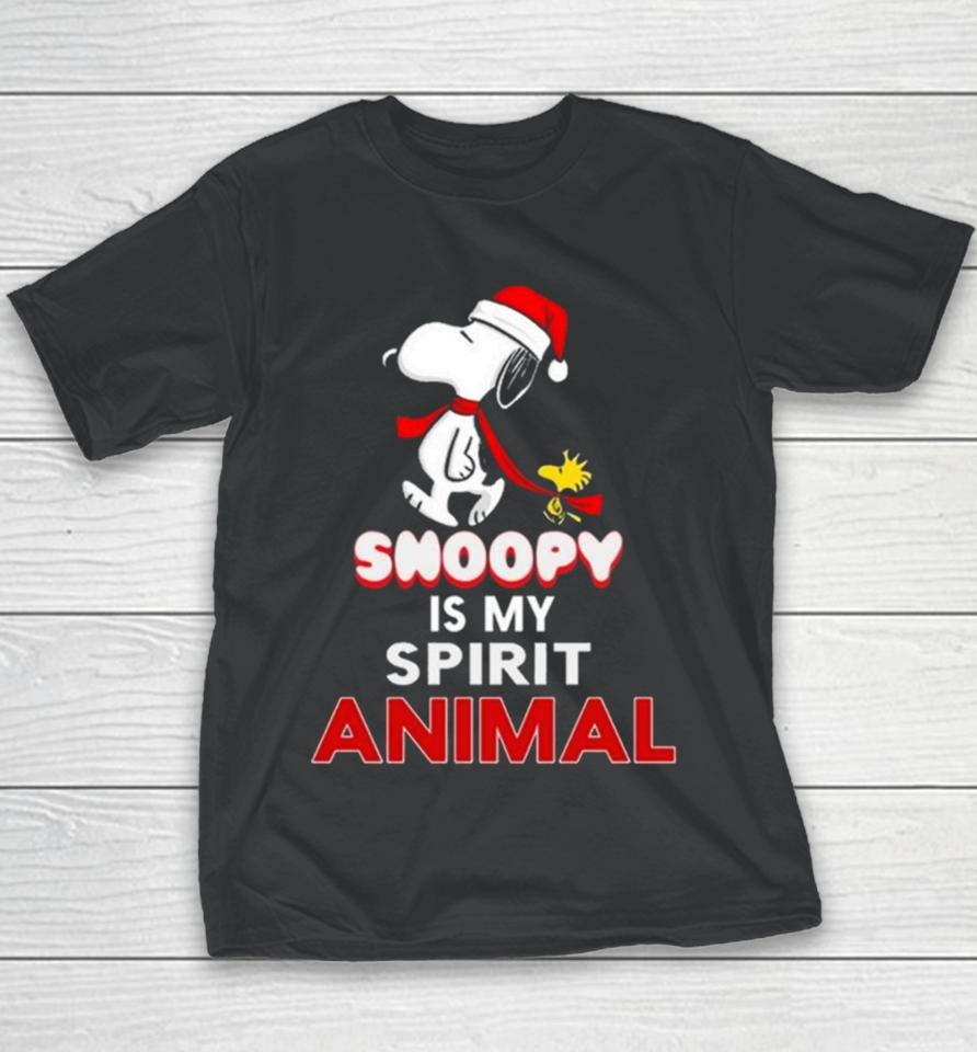 Santa Snoopy And Woodstock Is My Spirit Animal Christmas 2023 Youth T-Shirt