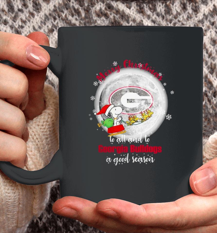 Santa Snoopy Merry Christmas To All And To Georgia Bulldogs A Good Season T Coffee Mug