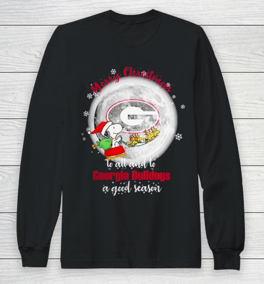 Santa Snoopy Merry Christmas To All And To Georgia Bulldogs A Good Season T Long Sleeve T-Shirt