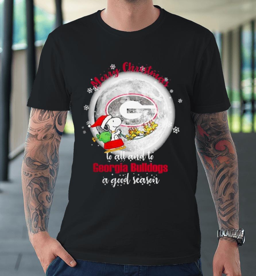 Santa Snoopy Merry Christmas To All And To Georgia Bulldogs A Good Season T Premium T-Shirt