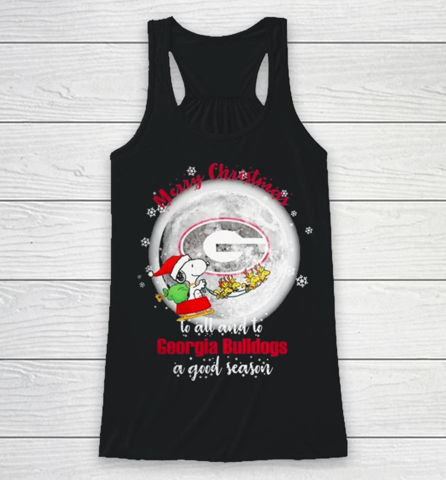 Santa Snoopy Merry Christmas To All And To Georgia Bulldogs A Good Season T Racerback Tank
