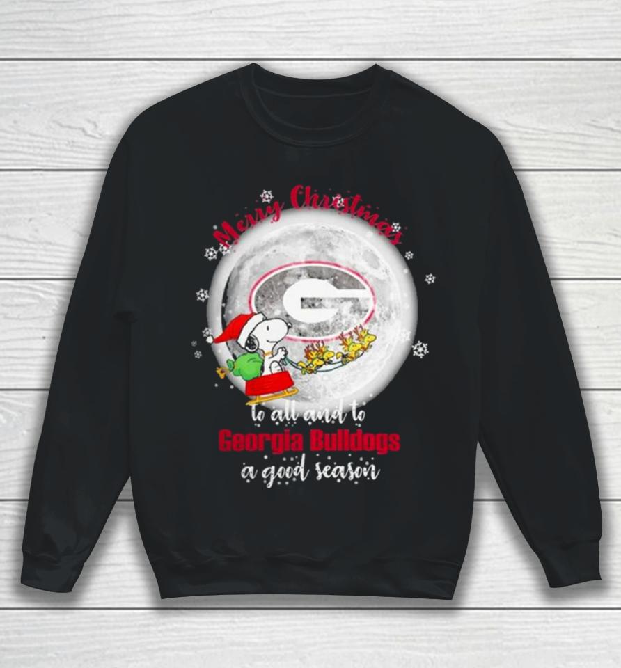 Santa Snoopy Merry Christmas To All And To Georgia Bulldogs A Good Season T Sweatshirt
