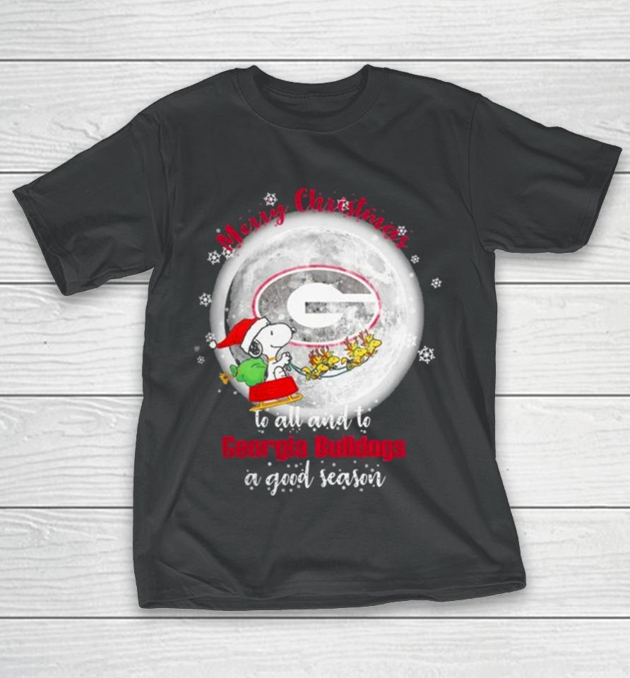 Santa Snoopy Merry Christmas To All And To Georgia Bulldogs A Good Season T T-Shirt